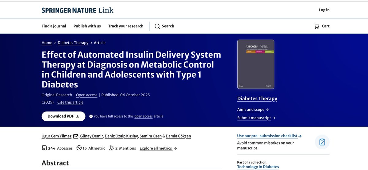 mducemy's tweet photo. Read our latest #research on #Type1Diabetes, published with @SpringerNature in @Diabetes_Ther.
Read here 👉 https://t.co/X8LnGVlsAA
#T1D #AID #Endocrinology #PediatricDiabetes #MedTwitter @Springer_Med https://t.co/32Z8ijQL3B