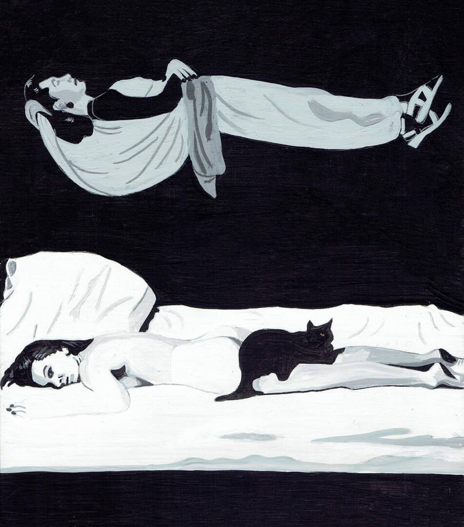 pulpbrotherart's tweet image. #daydreaming #levitation #blackcat