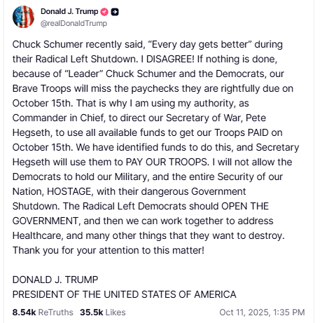 jamiedupree's tweet image. Maybe someone can cite the section of federal law which allows a President to move unused Pentagon funding into military pay for a new fiscal year - without Congressional approval.