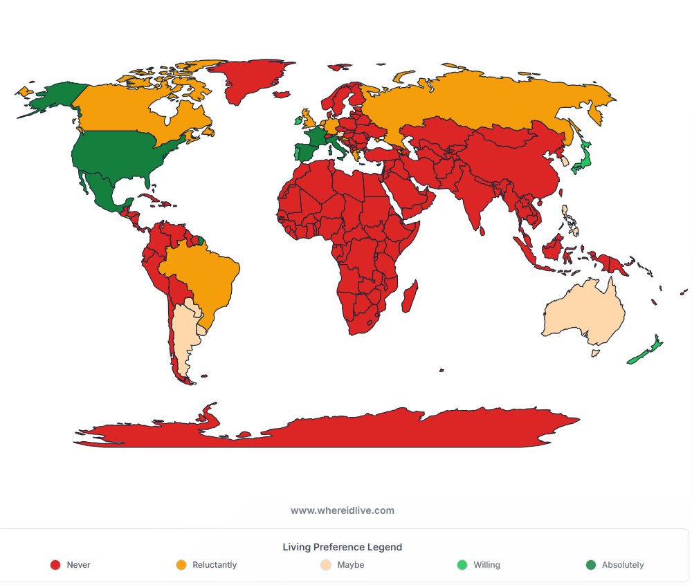 CatholicDiego's tweet image. My preferences on where I would live both state side and worldwide.