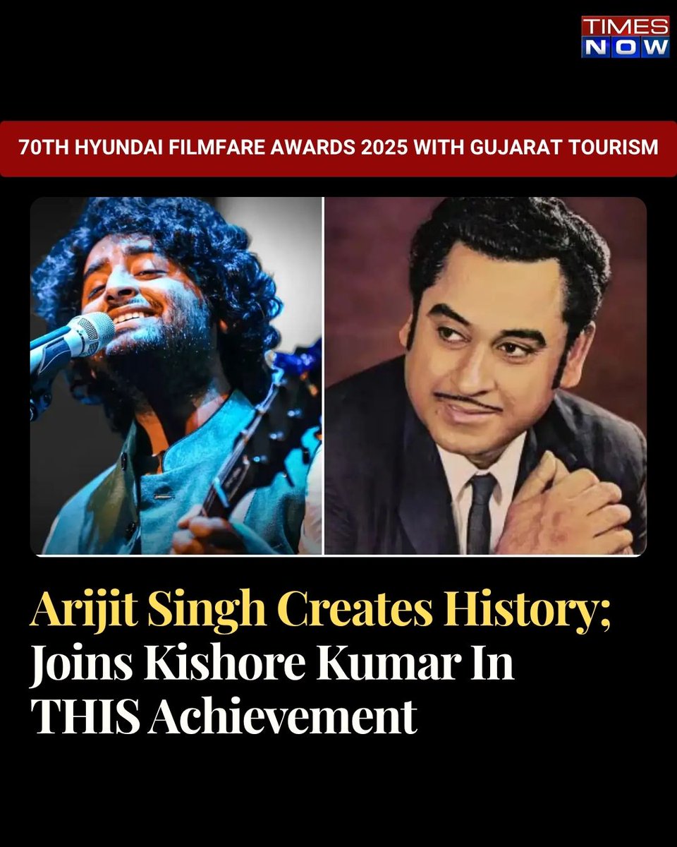 TimesNow's tweet photo. 70th Hyundai Filmfare Awards 2025 With Gujarat Tourism: Arijit Singh Creates History; Joins Kishore Kumar In THIS Achievement

https://t.co/nsj8fRmYRK

@hyundaiindia @gujarattourism @filmfare
#70thFilmfareAwards2025withGujaratTourism #70thHyundaiFilmfareAwards2025WithGujaratTourism #GujaratTourism #FilmfareAwards2025 #Filmfareawards #Filmfare #FilmfarelnGujarat
#KuchhDinToGuzaroGujaratMein #KhushbuGujaratKi #TheLandOfLegends
#HyundaiIndia