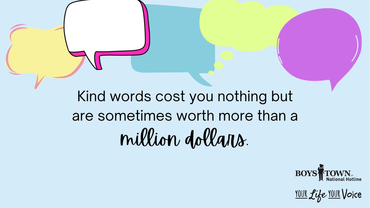 BoysTownHotline's tweet image. Your words matter. Speak kindly to those around you. Your words make a difference! bit.ly/ylyvDifference #EncourageOthers #PreventBullying