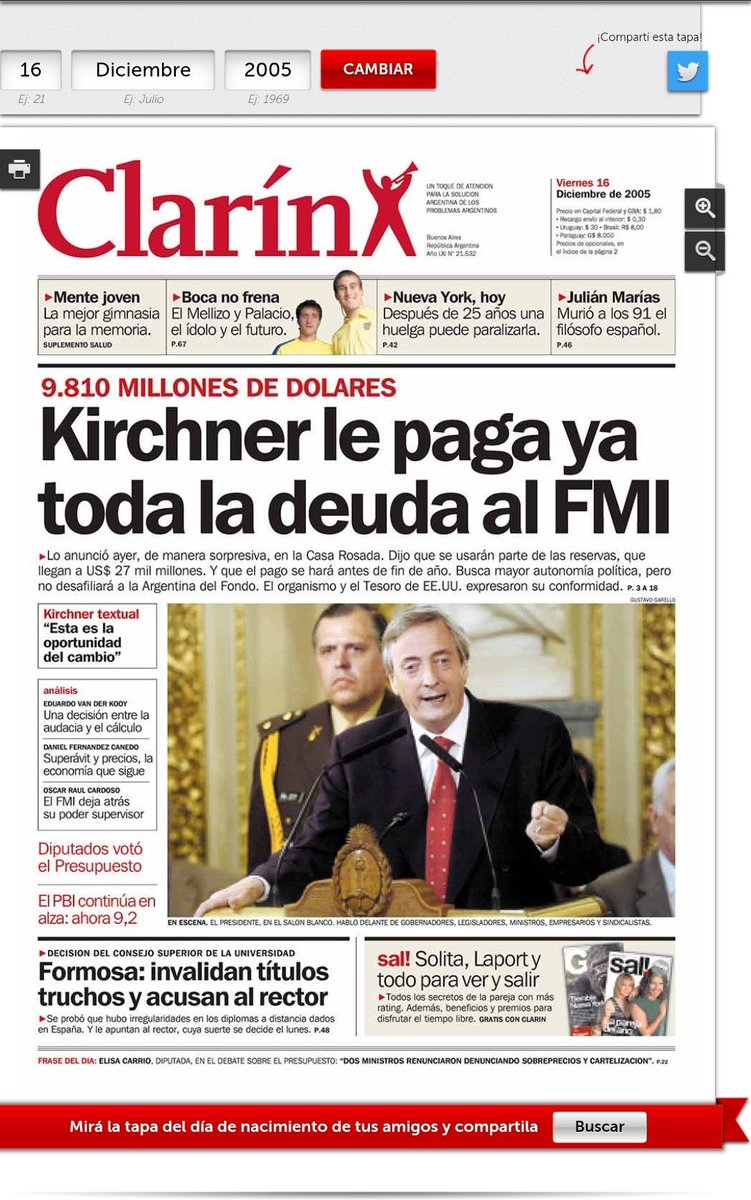 Un presidente retuiteando una portada de periódico falsa para defender sus argumentos.