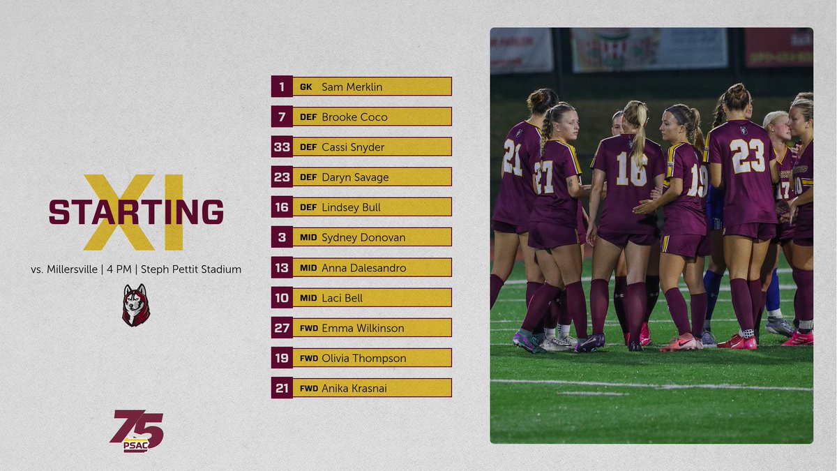 GoBUHuskies's tweet image. ⚽️: The starting lineup for No. 20 Bloomsburg women's soccer's Senior Day matchup!
Follow Along With the Action:
📊: bit.ly/BUWSOC
📹: bit.ly/BUSNSt
#Unleashed