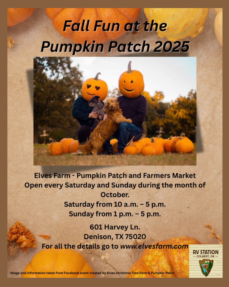 colbertrvs's tweet image. 📅🍂 Pick at weekend and head out to Elves Farm for Fall Fun at the Pumpkin Patch! 👻🎃
#RVStationColbert #FallFun #ElevesFarm #PumpkinPatch

rpb.li/UkN5