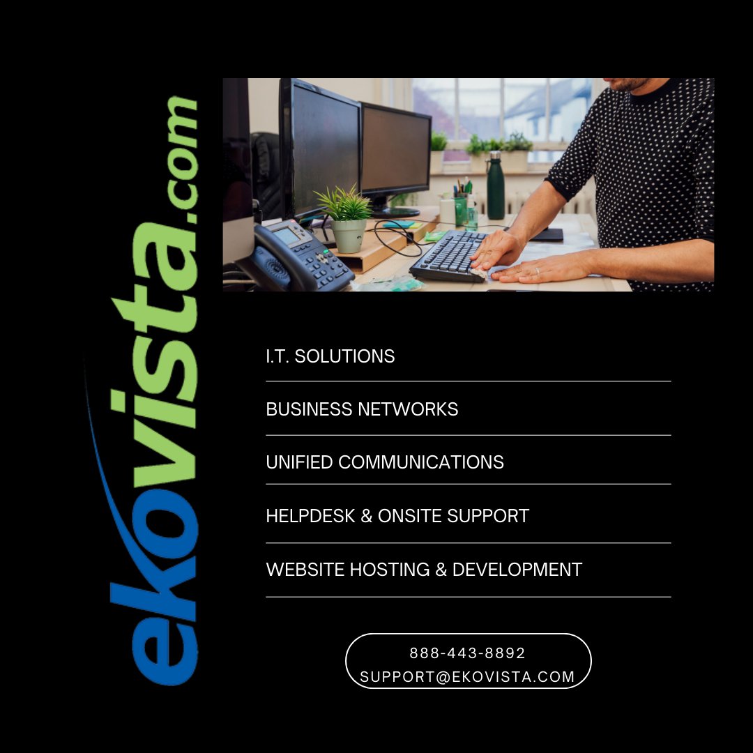 ekovista's tweet image. Tired of tech troubles slowing your business down? Stay ahead of the issues before they start! 💻🚀 Let us help—call 888-443-8892 for a free consultation today!
#itprofessionals #computersupport #remotesupport #onsitesupport #cybersecurity #experiencedit #ekovista #TechSolutions