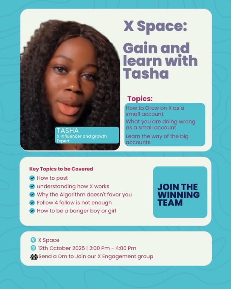 h_esama's tweet photo. Hi everyone, I would love for all to atten this #soace that would be held tomorrow by @Tasha1644 pls do attend it thanks 🙏🏽 https://t.co/9U94ayiGhJ