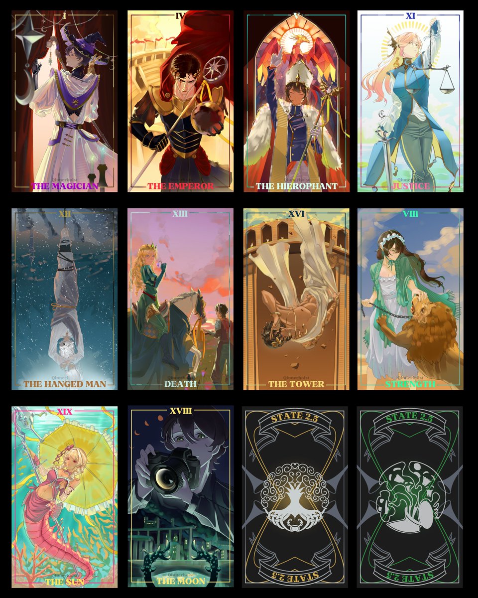 qiunerholst's tweet image. I finished my 2.5 tarot cards series! 

A month and a half I&apos;m finally done with this project. I have so much fun making these and I&apos;m also very grateful for all of the supports from all of you

As promised its now available for prints below (free)
#statesmp #statesmpfanart