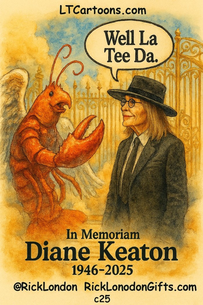 ricklondon's tweet image. My latest Wordpress blog. Tribute To Diane Keaton.  RIP Diane!
#AnnieHall, #artmeetsafterlife, #celebritycartoon, #celebrityheaven, #classicfilmtribute, #DianeKeaton, #heavenmashup, #Hollywoodlegend
tinyurl.com/RLondonDKeaton