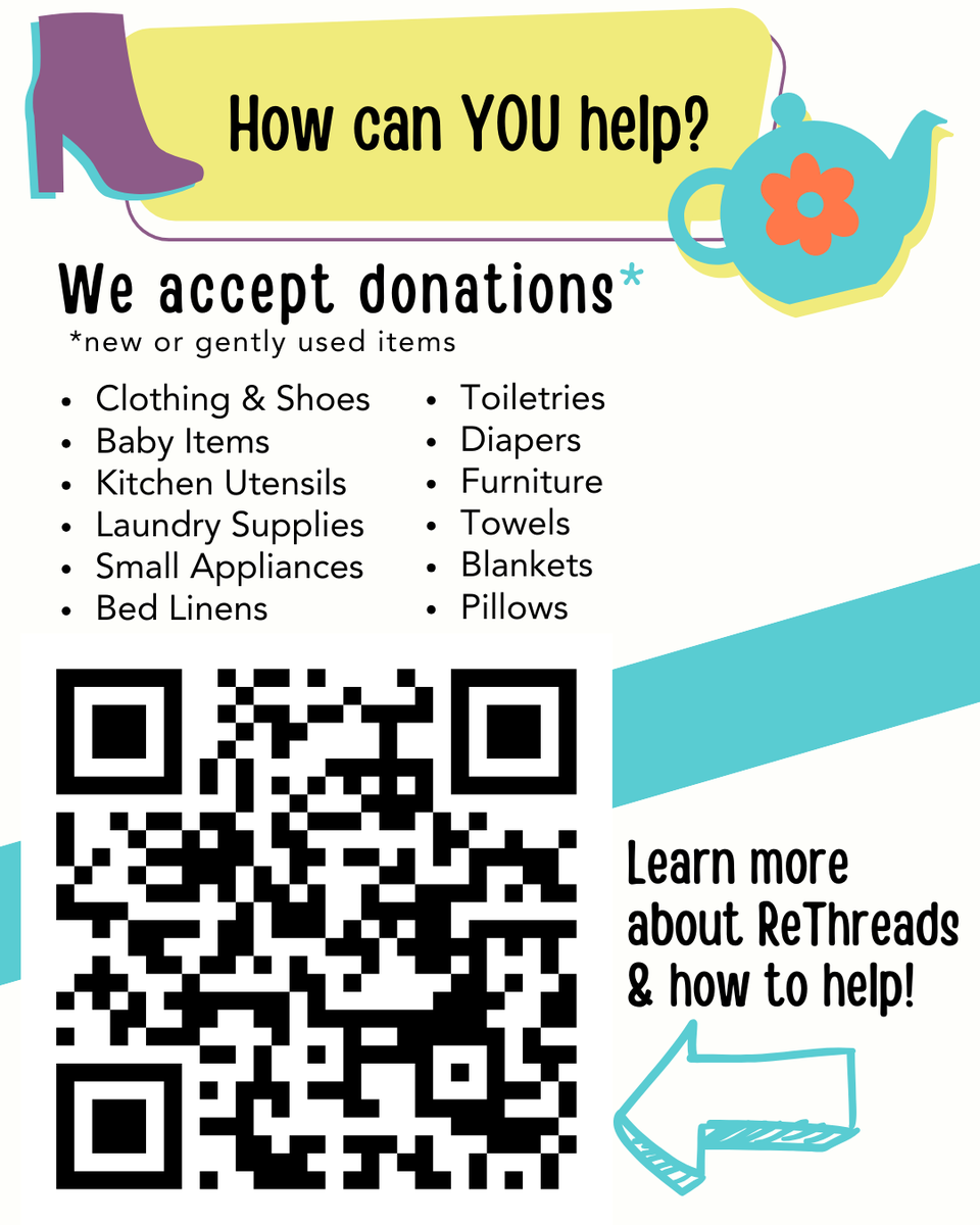 Everyone deserves the feeling of "home sweet home." 🏡 ReThreads is open TODAY from 10am-2pm! Normally, ReThreads is open Monday - Friday. Drop in the comments below if you'd like to see us open on the weekends more often! 👇To learn about ReThreads, visit lapuentehome.org/rethreads/