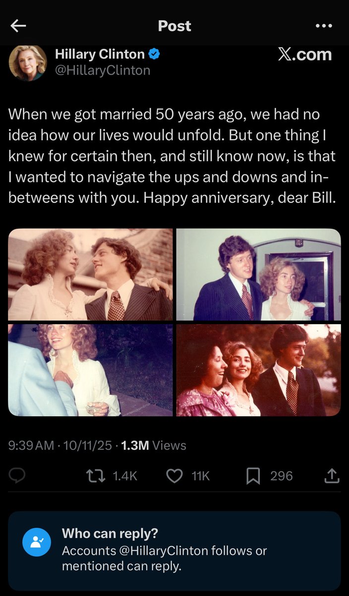 CryptidPolitics's tweet image. Hillary locked the replies so people couldn’t post a bunch of Monica Lewinsky stuff. 😂