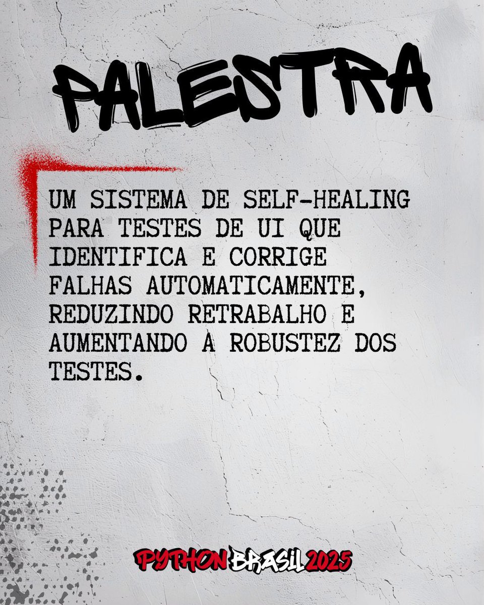 pythonbrasil's tweet image. Palestra
Sistema de self-healing para testes de UI com ML - Andressa Cabistani
Um sistema de self-healing para testes de UI que identifica e corrige falhas automaticamente, reduzindo retrabalho e aumentando a robustez dos testes.
#python #bolhadev #pythonbrasil #pybr2025