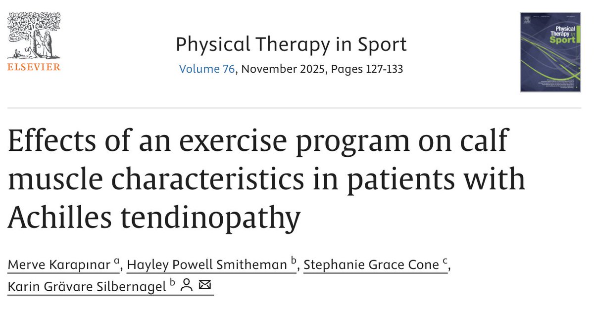 UDtendongroup's tweet image. New publication!!! We found that a 16-week progressive tendon loading program enhanced calf muscle quality in Achilles tendinopathy. @kgSilbernagel @stephaniegcone @HayleyPowellPT @PTiSJournal sciencedirect.com/science/articl…