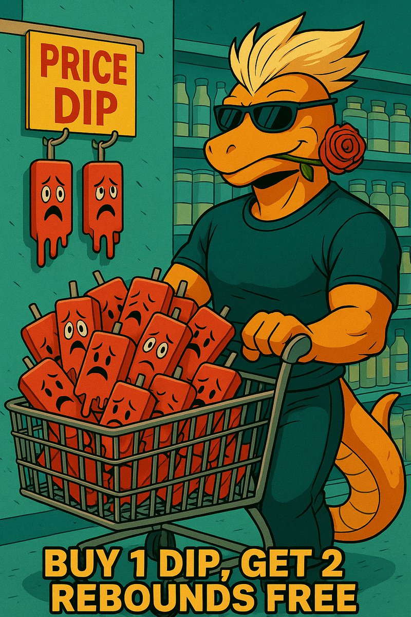 🛒 When the market dips, Chadrizard doesn’t panic, he goes shopping.

Red candles? Discounted opportunities.
Weak hands? Clearance section.

Load the cart, stack the bags, and stay based.