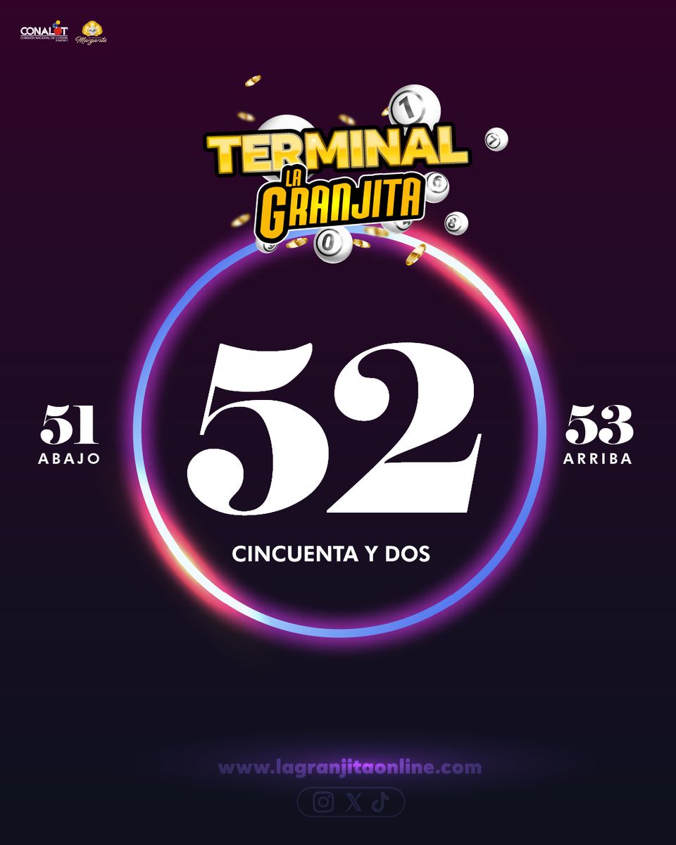 lagranjitaofic's tweet image. 11-10-2025
4:05:00 pm
GANADOR #52
#terminalGranjita #sorteos #loteria #loteriainternacionaldemargarita