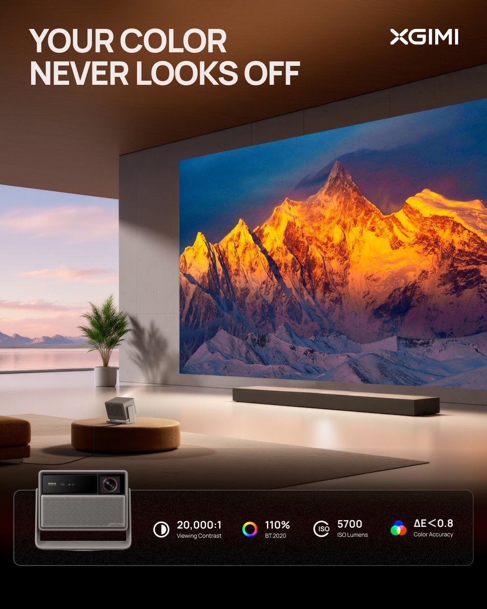 XGIMITech's tweet image. Bright-room ready. Color locked. Cinema-grade streaming.
HORIZON 20 Series: 5,700 ISO lumens | 110% BT.2020 | ΔE&amp;lt;0.8 | IMAX Enhanced &amp;amp; Dolby Vision.

Pre-order now — link in bio.
#XGIMI #HORIZON20Series #HomeTheater