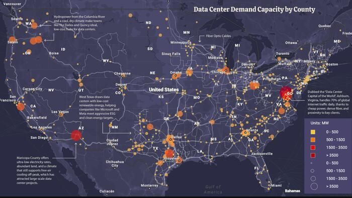 vallumsoftware's tweet image. Visualizing The Massive Network Powering US Data Centers - buff.ly/SDoh7mW #IT #AI #datacenter #energy #electricity #genaI #ML