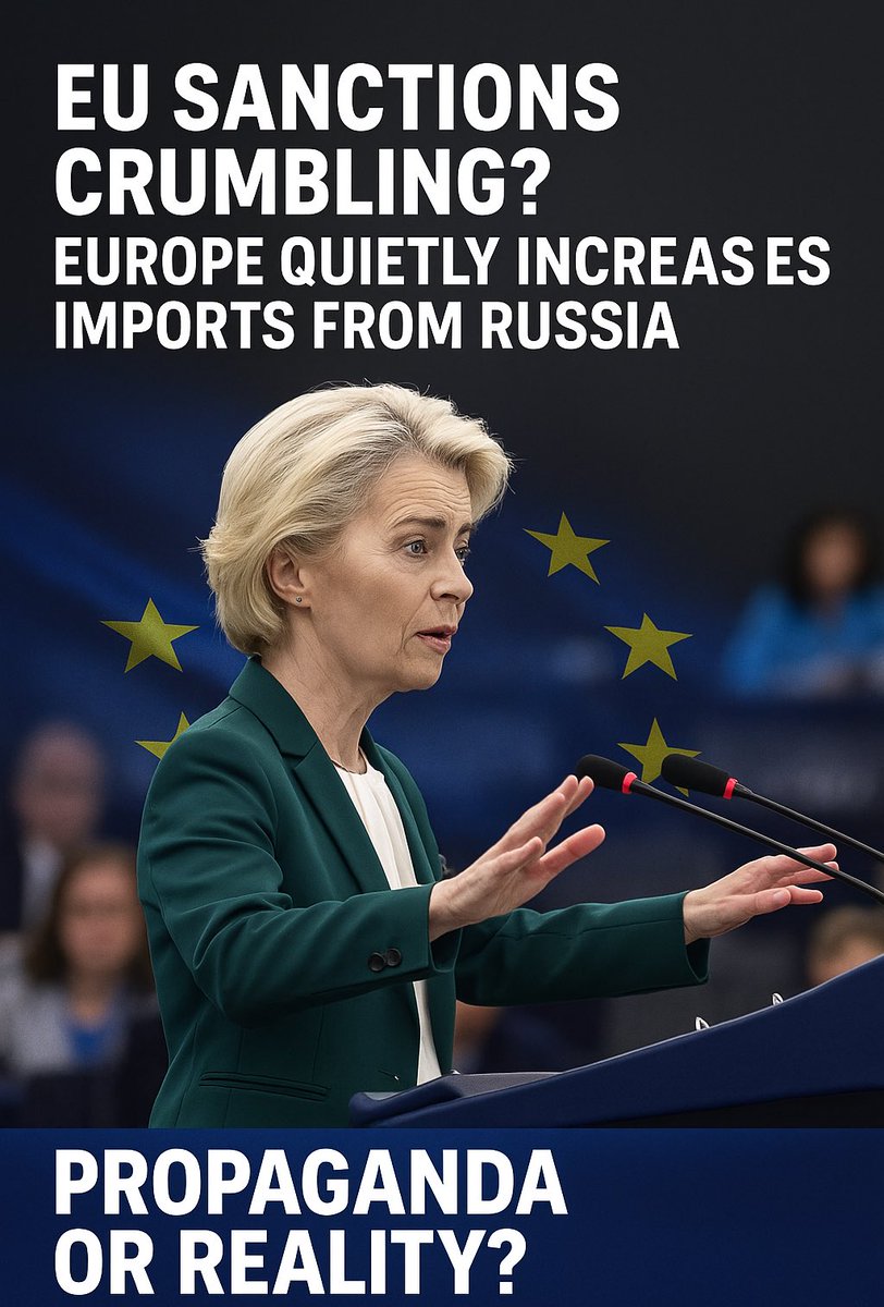 SlavicNetworks's tweet image. 🇪🇺💥 EU Sanctions Crumbling? Europe Quietly Increases Imports from Russia

While Brussels continues its rhetoric about “energy independence,” a new Reuters report exposes a striking reversal: several EU countries have increased their imports of Russian energy in 2025 compared to…