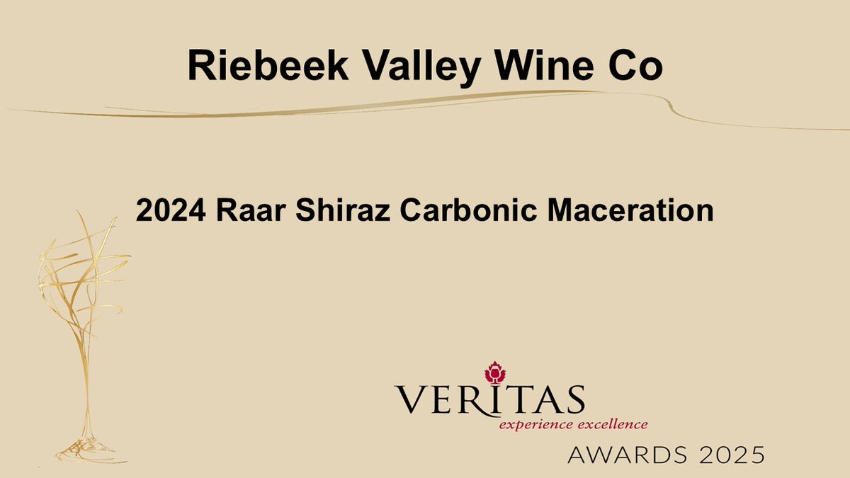 2025 #VeritasAwards #VeritasDoubleGold medal to Riebeek Valley Wine Co 2024 Raar Shiraz Carbonic Maceration.
#VeritasWineAwards #VeritasAward #Veritas #ExperienceExcellence #SouthAfrica #Wine #Shiraz
