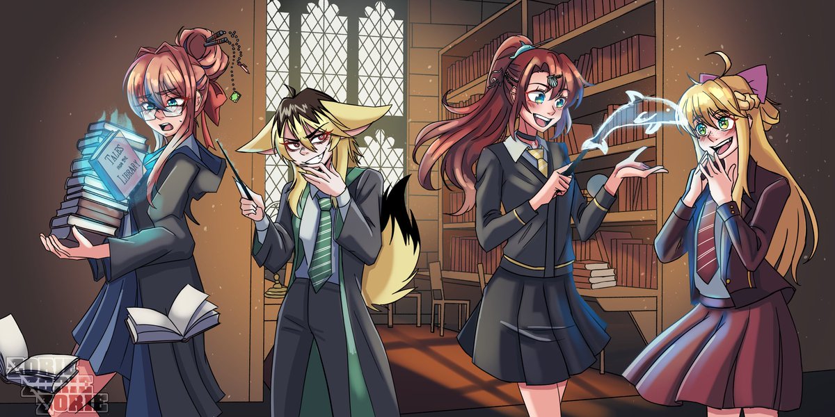 A week ago I was approached by <a href="/Storyteller_x3/">Storyteller</a>, <a href="/Ju5tM4rin4/">㎡ΔRїиǟ</a> and <a href="/ViperShin16/">🎀Shinobu-Sunshine🌻🧡</a> for a secret project, to draw ourselves in different Hogwarts houses!

I'll admit I don't know much about Harry Potter, but the idea sounded fun and I enjoyed working on this project a lot! 🐦‍⬛🐍🦡🦁