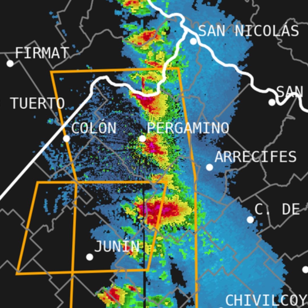 11/10/2025 #Actualizacion 17 hs
⚠️ La onda ya se ha desplazado al E de Pergamino. Continua con mucha energía, atención localidades ruta Pergamino-Arrecifes.