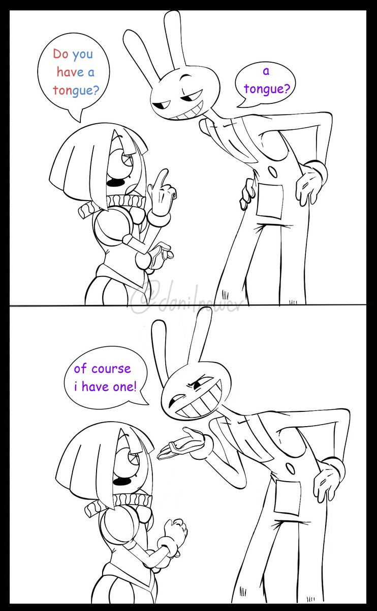 Donilpower's tweet image. Just kiss her already you dumb rabbit

#tadc #funnybunny #JaxxPomni