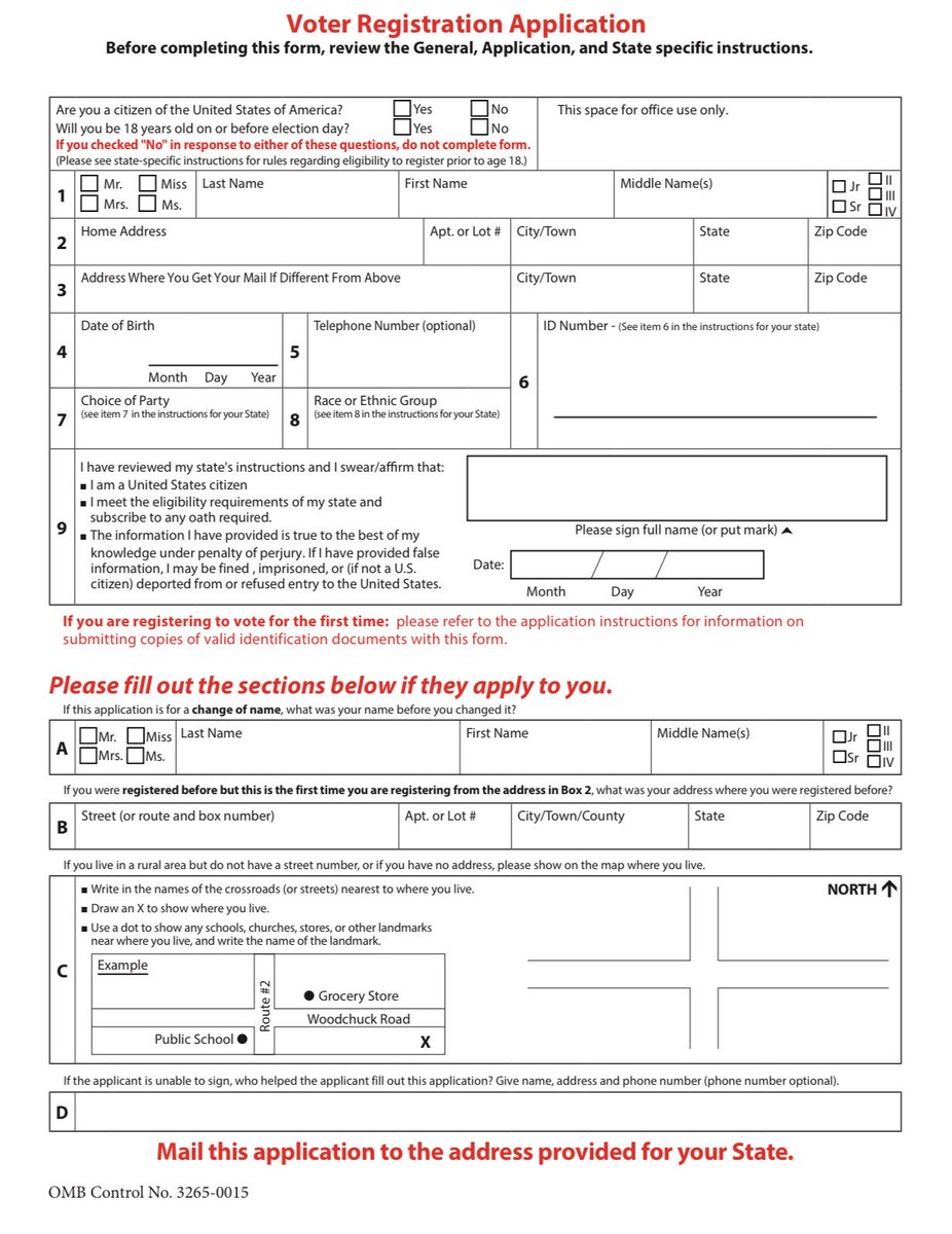 America1stLegal's tweet image. Did you know you can register to vote in U.S. elections without providing ANY proof of citizenship?

Applicants just have to:

☑️ Check the “U.S. citizen” box

✍️ Sign the form

That’s it.

❌ No proof. No verification.

AFL filed a petition to change that.