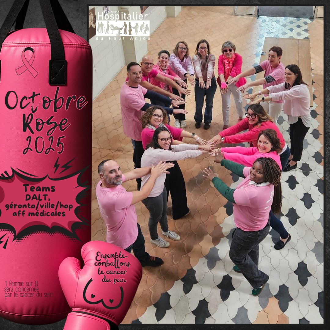 CH_HAUTANJOU's tweet photo. 🩷 Octobre Rose : les équipes Achats, Logistique &amp; Travaux, Relations Ville-Hôpital, Filière gériatrique et Affaires médicales se mobilisent pour la prévention du cancer du sein !
Bouger, c’est prévenir : 9 % des cas sont liés à l’inactivité.
#OctobreRose #PréventionSanté https://t.co/ULhYgivltt