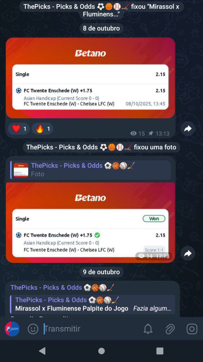 Enquanto nosso site passa por manutenção. Nosso Canal no Telegram continua ativo com Apostas do Dia. 

Acesse aqui t.me/ThePicksBettin…

Tudo sob controle do nosso colaborador e analista <a href="/jaosouthside/">jao</a> 

#BettingTips #Apostas #Pronostico #Odds