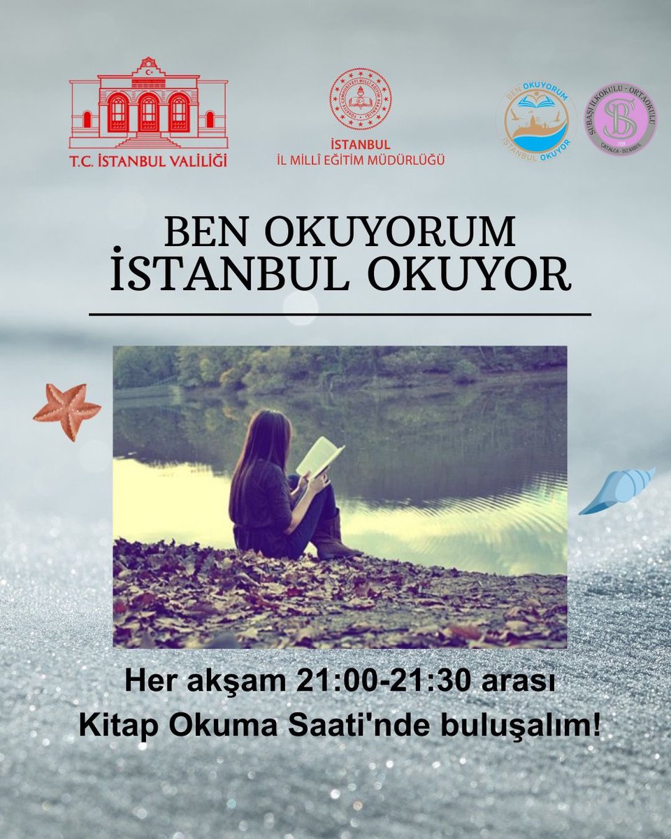 "Ben Okuyorum İstanbul Okuyor" projesi kapsamında her akşam 21:00-21:30 saatleri arasında ailelerimizle okuyoruz.
<a href="/tcmeb/">Millî Eğitim Bakanlığı</a> <a href="/Yusuf__Tekin/">Yusuf Tekin</a> 
<a href="/TC_istanbul/">TC İstanbul Valiliği</a> <a href="/gul_davut/">Davut GÜL</a> <a href="/istanbulilmem/">İstanbul İl Millî Eğitim Müdürlüğü</a> <a href="/MucahitYentur/">Murat Mücahit Yentür</a>
<a href="/catalca_mem/">Çatalca İlçe Millî Eğitim Müdürlüğü</a>
#benokuyorumistanbulokuyor