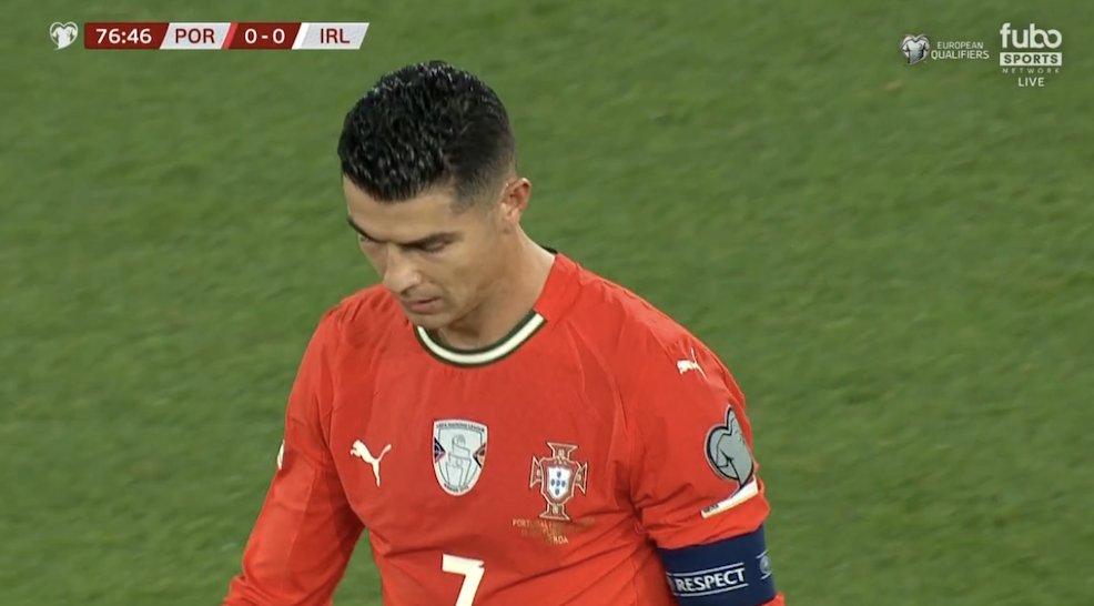 TouchlineX's tweet image. 📸 - Cristiano Ronaldo is feeling very sad after the missed penalty.

He carried his country in so many big moments and tournaments but this time he failed to do so.