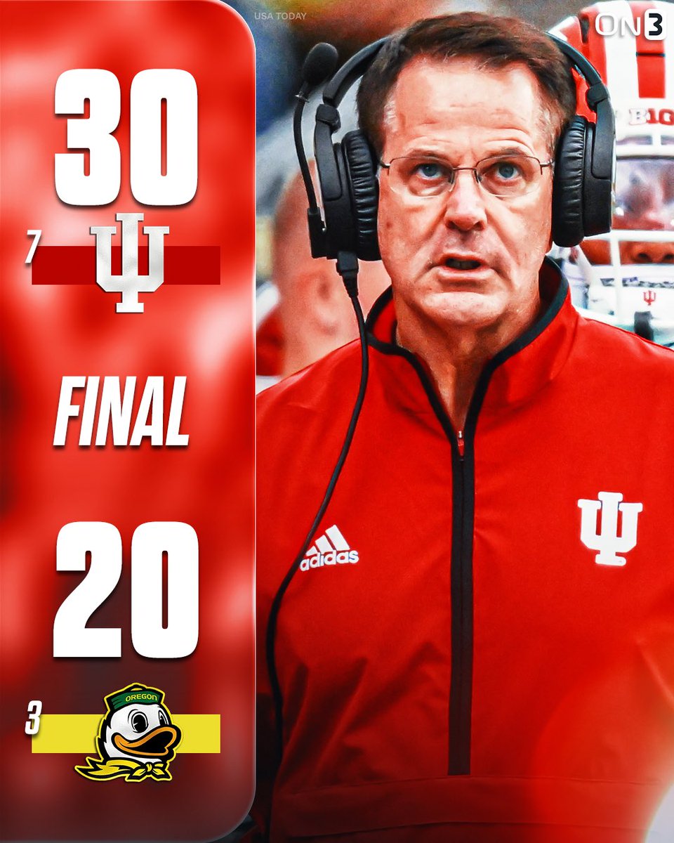 On3sports's tweet image. No. 7 Indiana takes down No. 3 Oregon in Eugene🔴

on3.com/teams/indiana-…