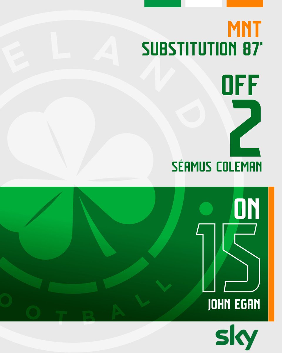 IrelandFootball's tweet image. 87’ | John Egan returns for the final minutes

OFF: Séamus Coleman
ON: John Egan

🇵🇹 0-0 🇮🇪