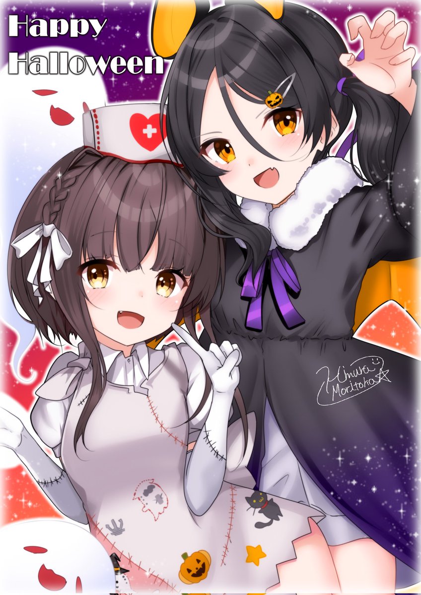 「#三連休はフォロワーが増えるらしい 去年描いたハロウィン稲木と鵜来ちゃん!!」|火村 モリタカ＠/5月COMITIA144（B51a)/その次は神戸かわさき10のイラスト