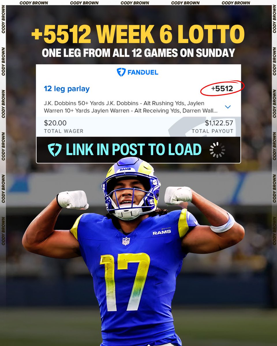 🚀 +5512 One leg per game Lotto

We cashed at +5500 last week, let’s do it again.

🔗 FanDuel bet link: bit.ly/W6Lotto

Just tap the link to load it to your slip!

21+, gamble responsibly.