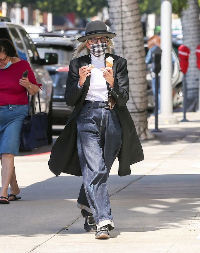 even as she masked up during the pandemic you could see her and know without a doubt that’s Diane Keaton