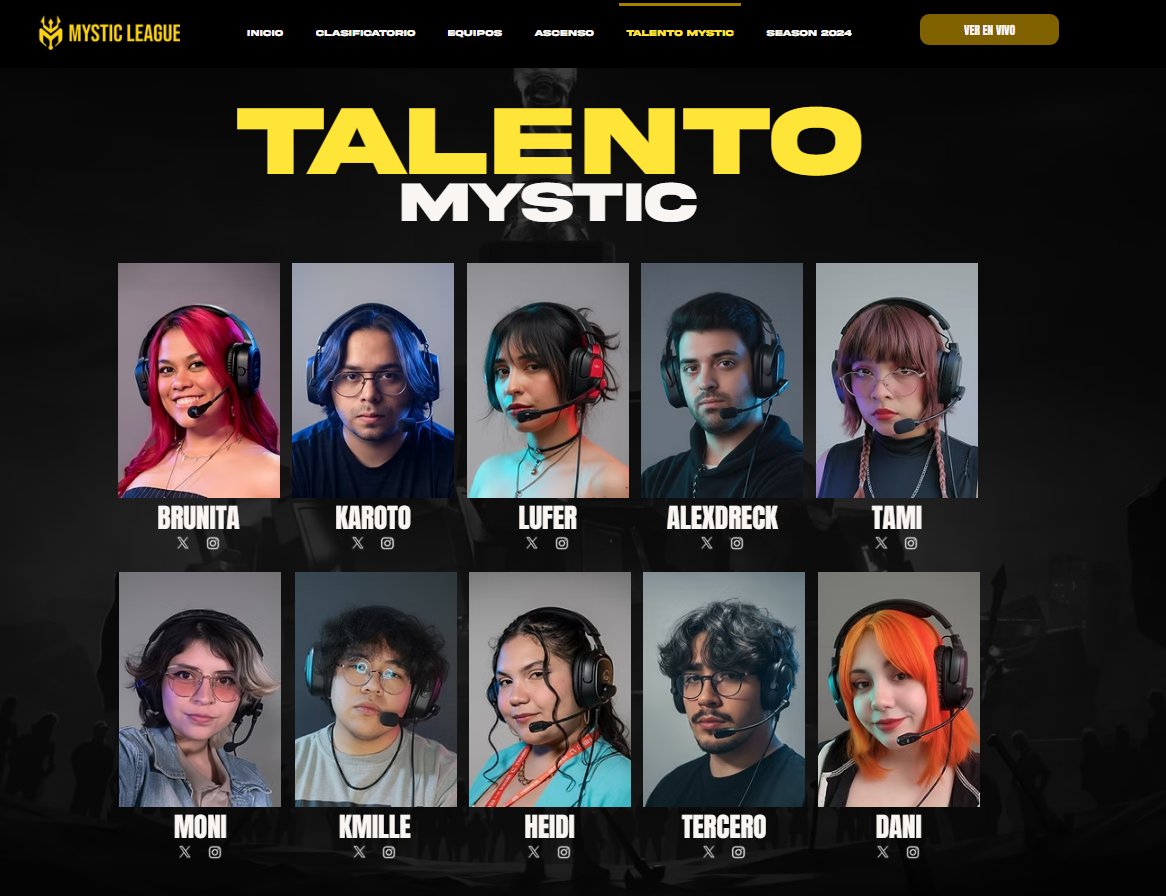 bueno gente, estamos en la pagina de <a href="/MysticLatam/">Mystic League</a> , con todos los talentos en pantalla <3