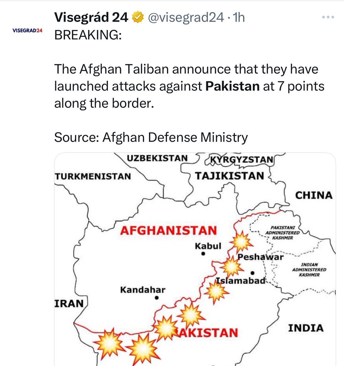 GiveRep_o's tweet image. BREAKING:
The Afghan Taliban announce that they have launched attacks against Pakistan at 7 points along the border.