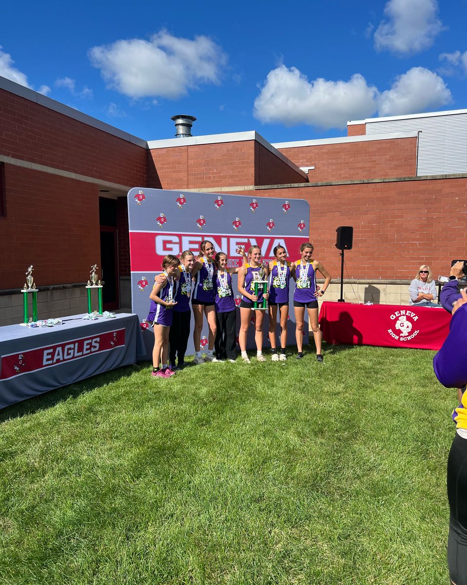 MS Girls cross country also bringing home some hardware! The girls had 5 of the top 6 finishers in the race!