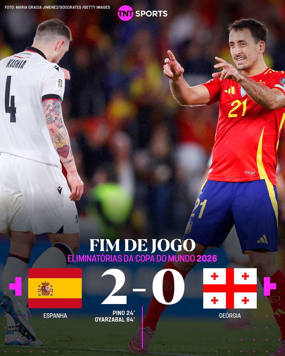 TNTSportsBR's tweet image. Vitória tranquila! 😮‍💨 Mesmo com Ferrán Torres não conseguindo converter pênalti, Espanha vence com facilidade a Geórgia nas Eliminatórias da Copa do Mundo. Grupo E fica ainda mais complicado para a decisão de quem classifica em segundo lugar.