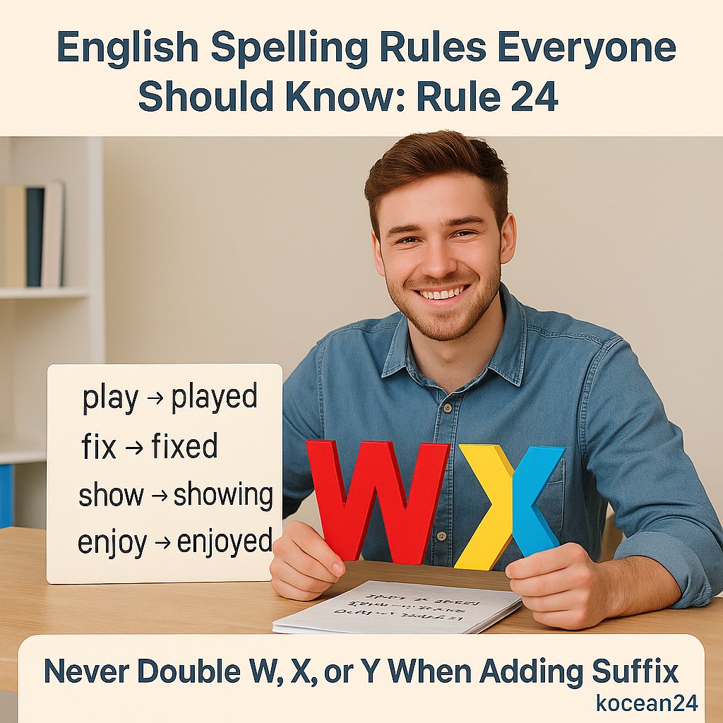 marlin_wizard's tweet image. 👉 Never Double W, X, or Y When Adding a Suffix

#englishlearning