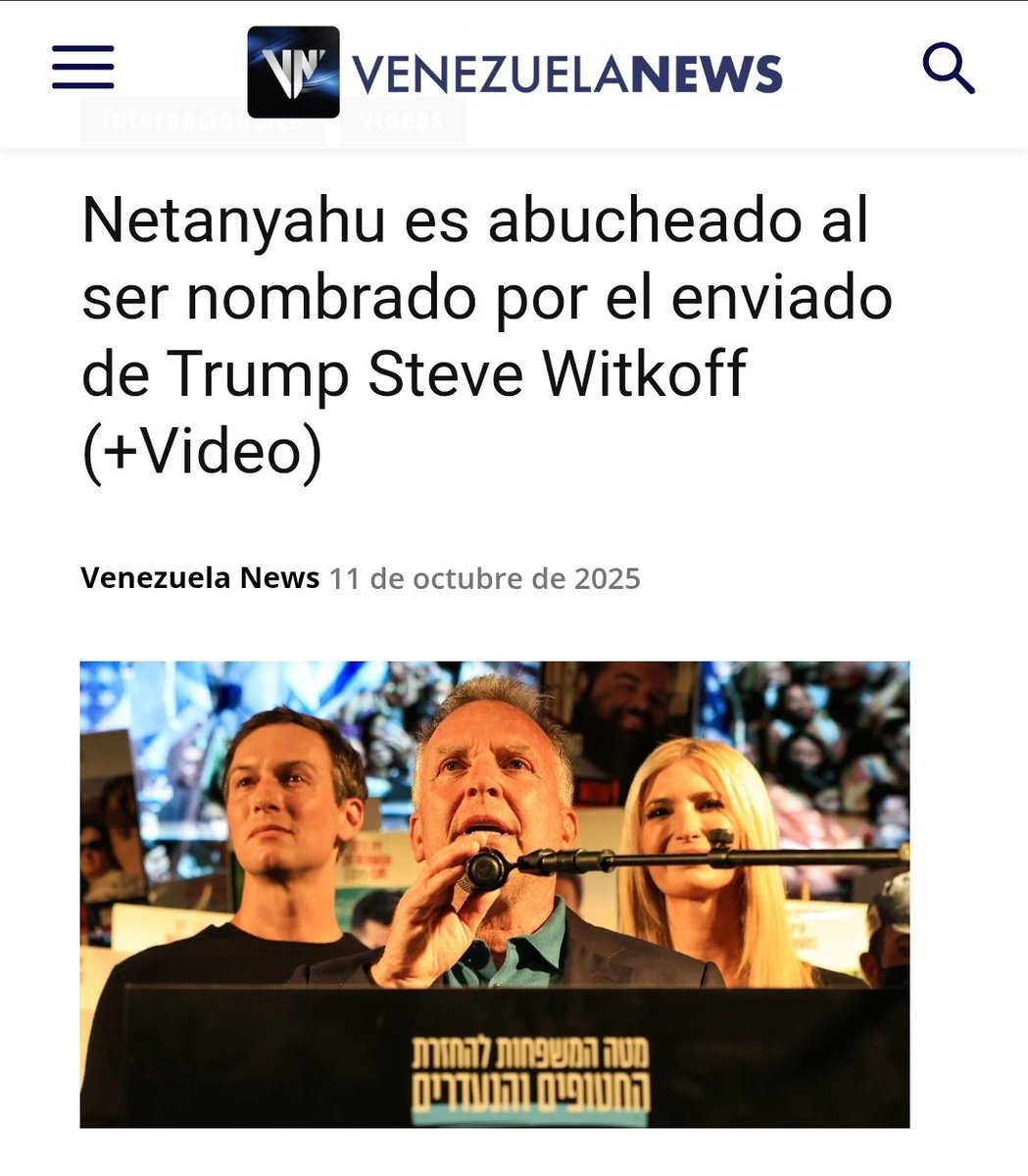 MargarethRuiz23's tweet image. Abucheos para Netanyahu🇮🇱👎

Cuando el enviado de Trump, Steve Witkoff, nombró al primer ministro israelí, el público respondió con sonoros abucheos. Una reacción que habla por sí sola.

#Netanyahu #Booed #Trump #Diplomacia

venezuela-news.com/netanyahu-es-a…