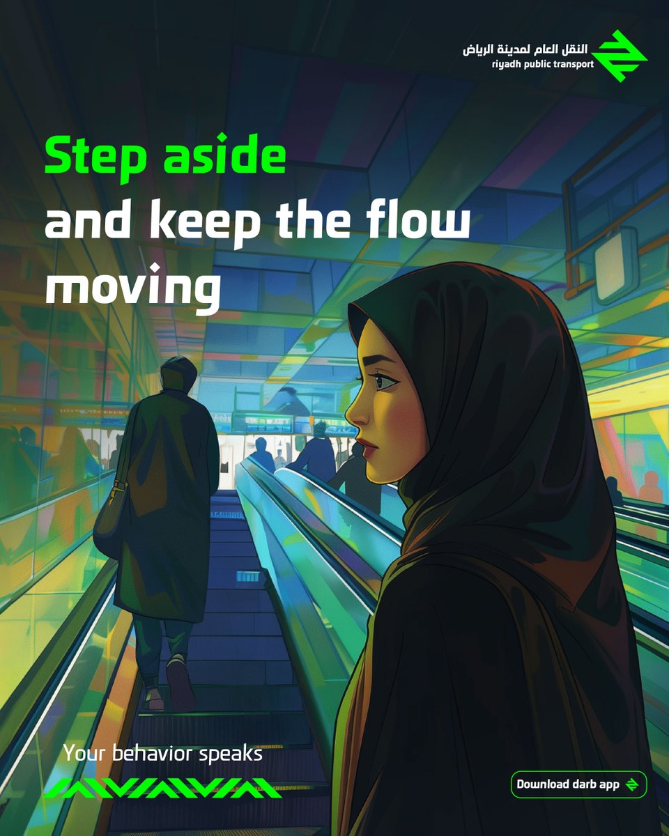 RiyadhTransport's tweet image. Here’s how to board RPT respectfully:​

Tap your Darb card before entering​

Let others exit before you board​

Step aside and keep the flow moving​

Together, we can create a smooth and efficient travel experience