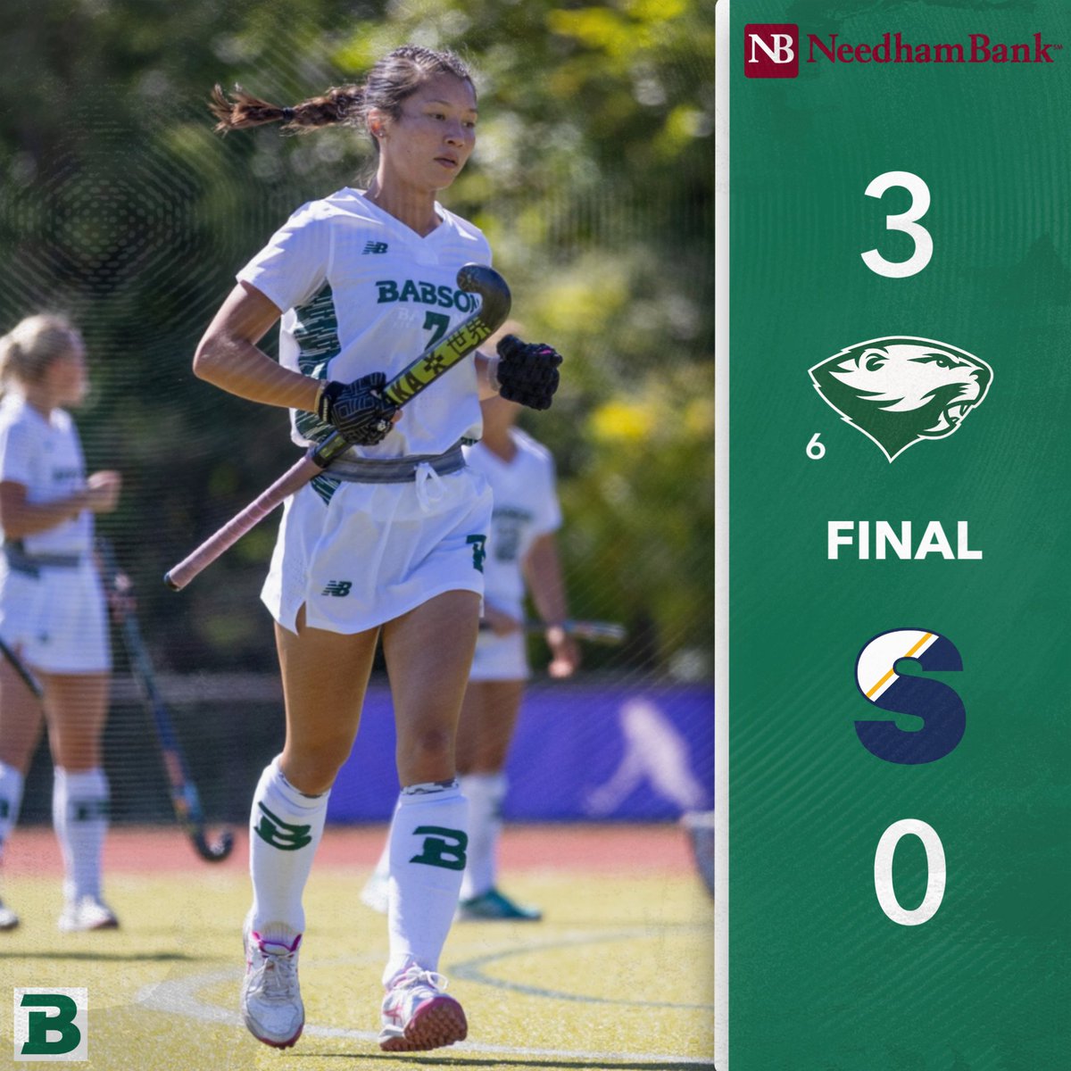 BabsonAthletics's tweet photo. Alex Michelotti, Ashley Braren and Ally Antonacci scored second-half goals, Penny Baroni contributed two assists and Madison Tibbals made four saves to post her fourth shutout as No. 6 @babson_fh beat Smith 3-0 on Saturday. #GoBabo #d3fh https://t.co/pTNQldy2gs