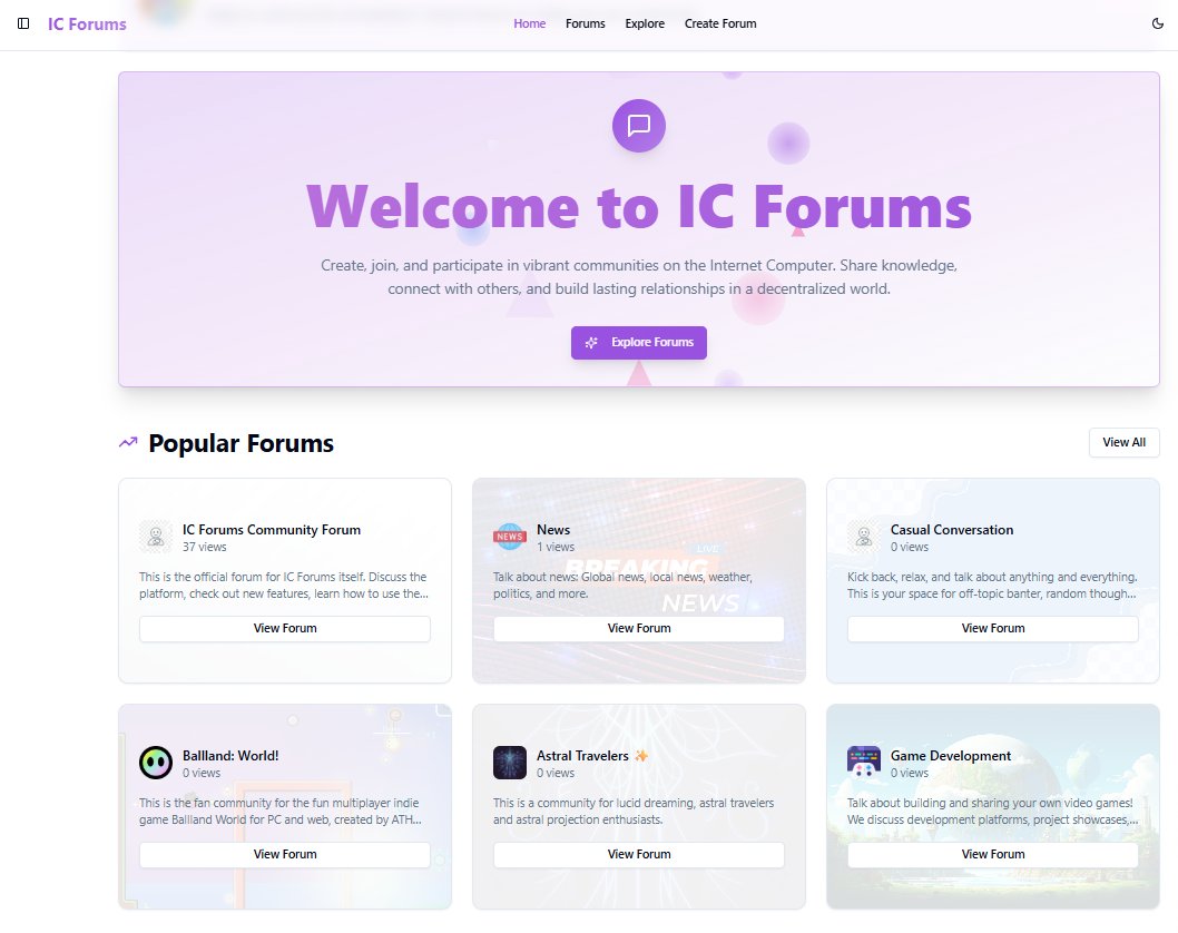 athoward1997's tweet image. #ICForums is becoming better. More communities are being made fully on chain. Build your forum today. 

ic-forums-jog.caffeine.xyz