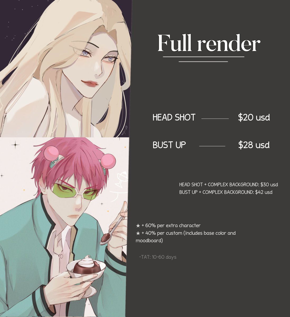 keoluee's tweet photo. 🌱- Full render commissions! 

 I can't draw: 
× nsfw 
× Furry
×Bl/Gl

Payment by PayPal or Vgen 
Tat: 10-60 days

#commissionsopen #vgencommissions #ArtCommission #opencommissions https://t.co/DI6o1Og8yf