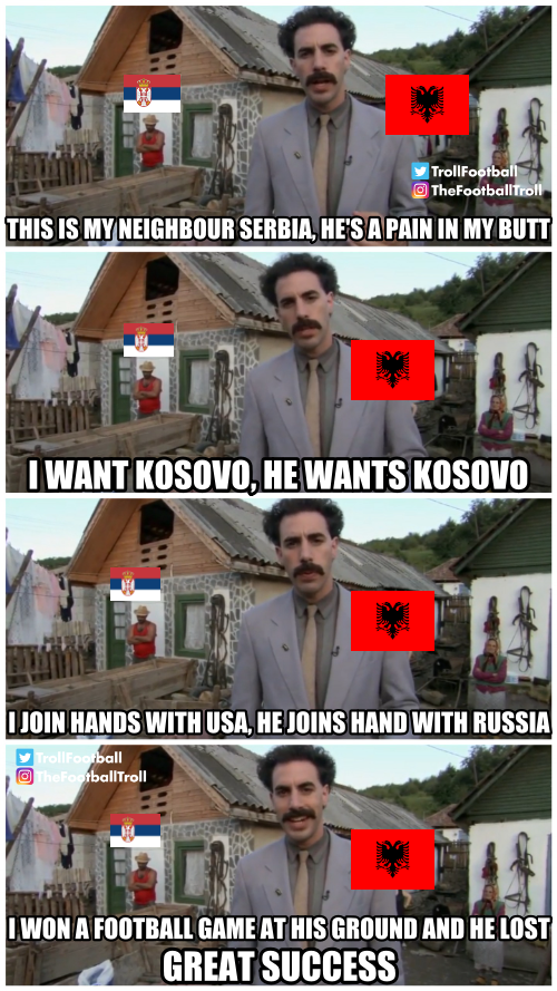 TrollFootball's tweet image. Albania beats Serbia in Serbia