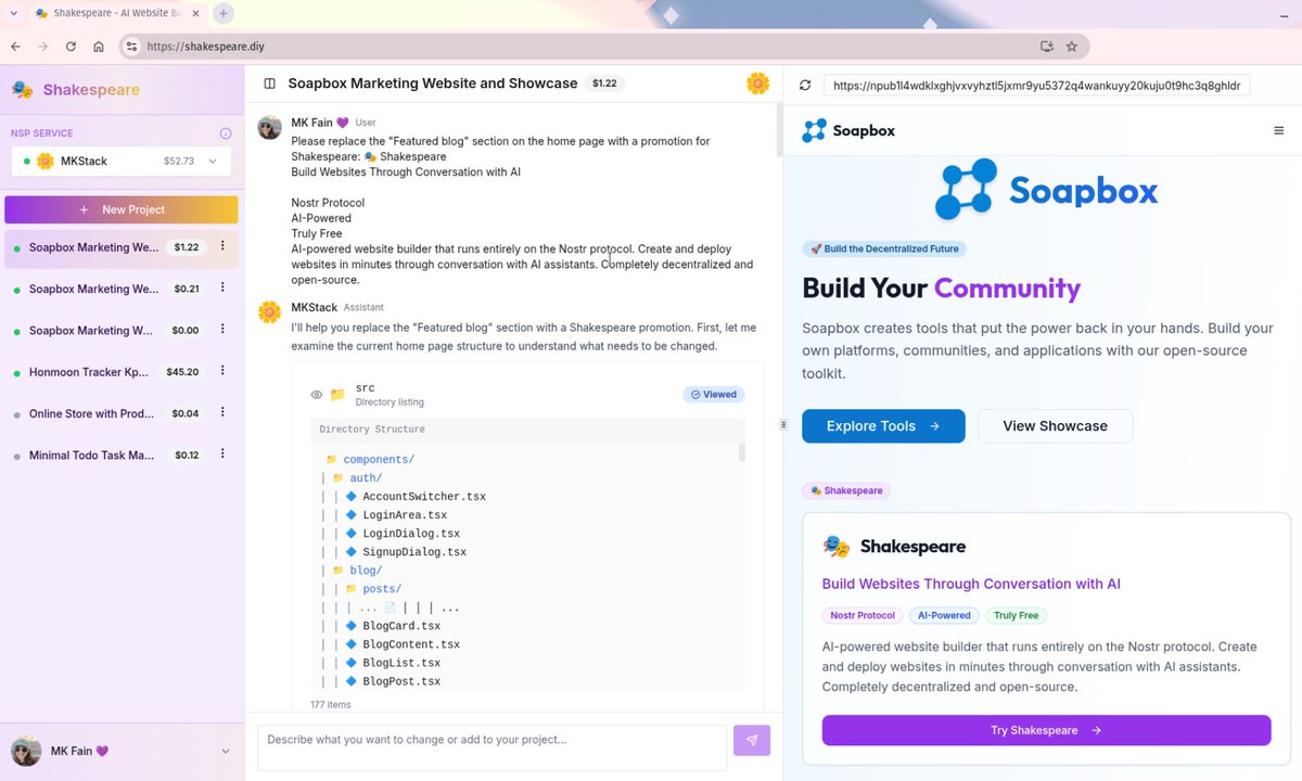 SoapboxTech's tweet image. Building websites and apps is no longer just for software developers. 

💡 If you have an idea, you can tell Shakespeare to make it happen! 

Get started today: soapbox.pub/blog #NoCode