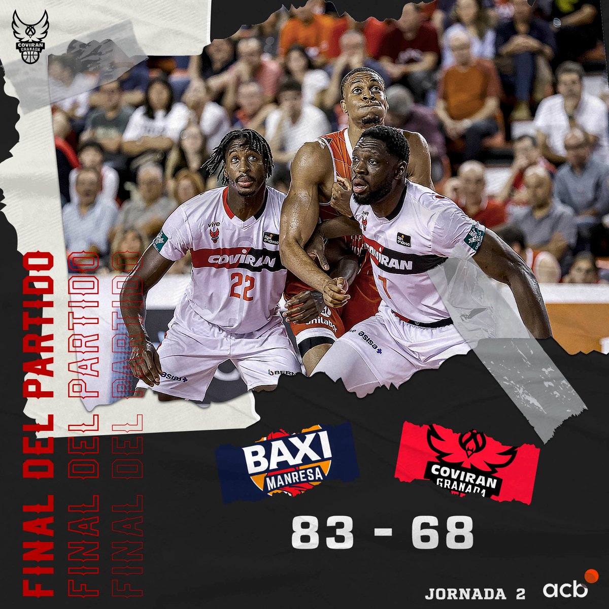 4Q || Final del partido.

🆚 <a href="/BasquetManresa/">BAXI Manresa</a> 83.
❤️ <a href="/Coviran/">Covirán</a> Granada 68. 
📍 Nou Congost.
🏆 Liga Endesa.

#ContigoFundación