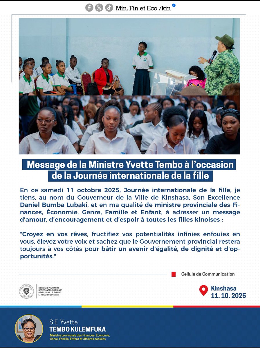 Croyez en vos rêves » — Message d’amour et d’espoir aux filles de #Kinshasa.